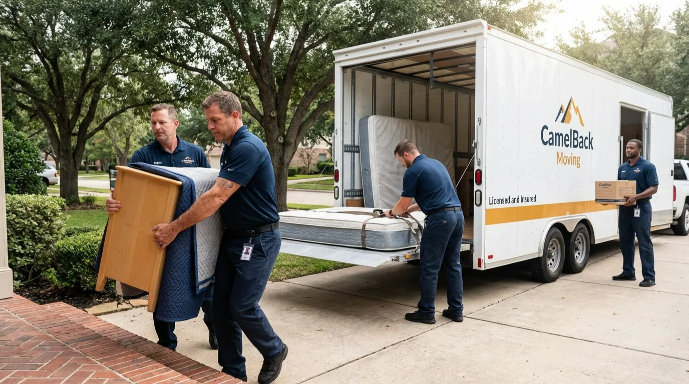 Crew loading residential truck for cross-state move from Cohoes, NY